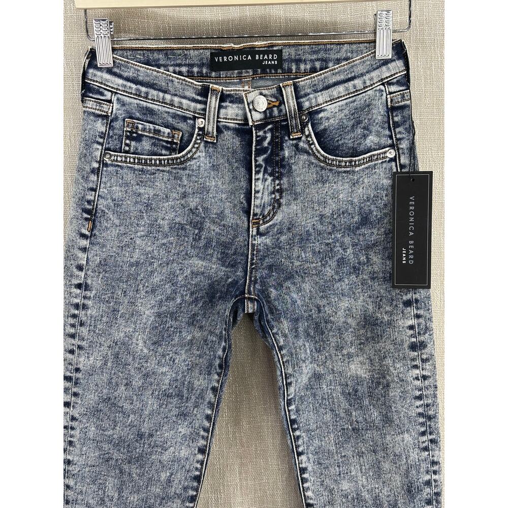 Veronica Beard Brooke Mid Rise Skinny Jeans Women's 26 Indigo Acid Wash - Picture 3 of 12